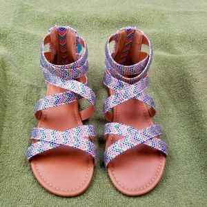 SO New Girls "Jaye" Rainbow Gladiator Style Sandals Multicolored Size 5